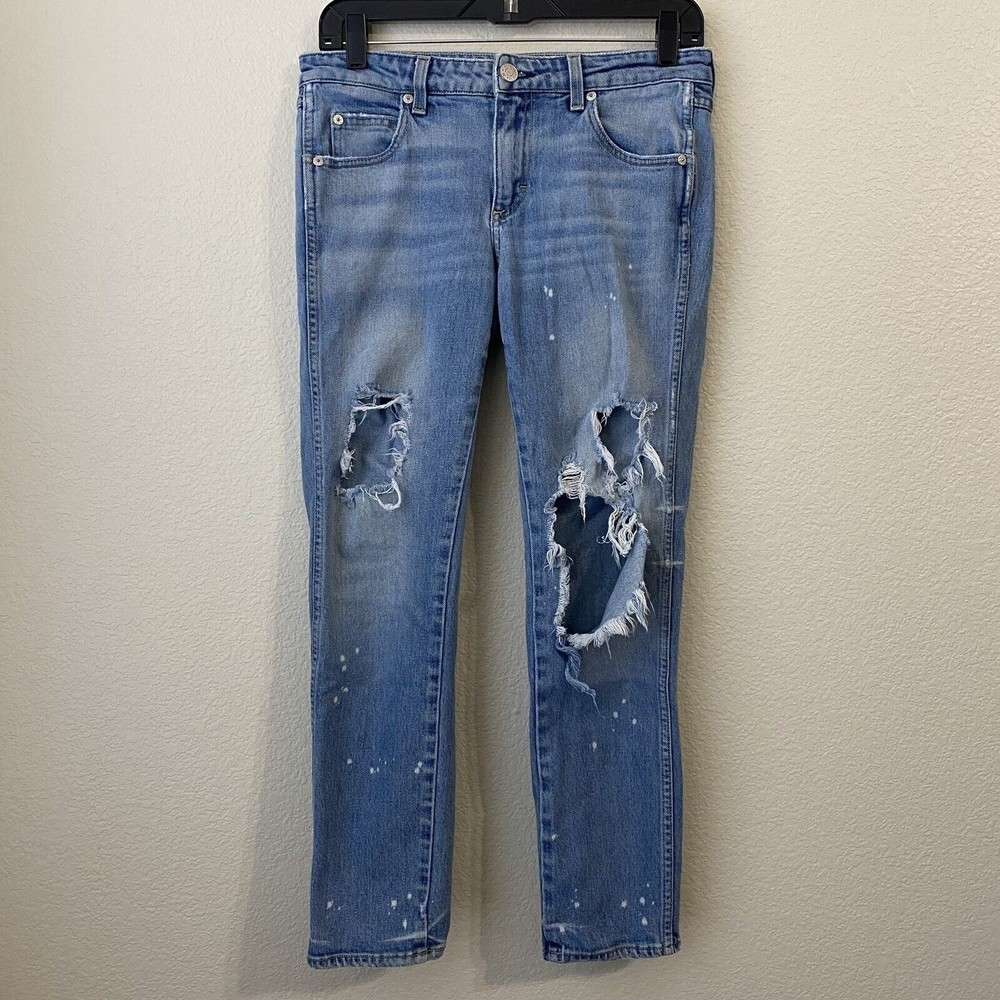 AMO Womens Jeans Size 27 Kate Spin The Bottle Distressed Medium Wash Denim